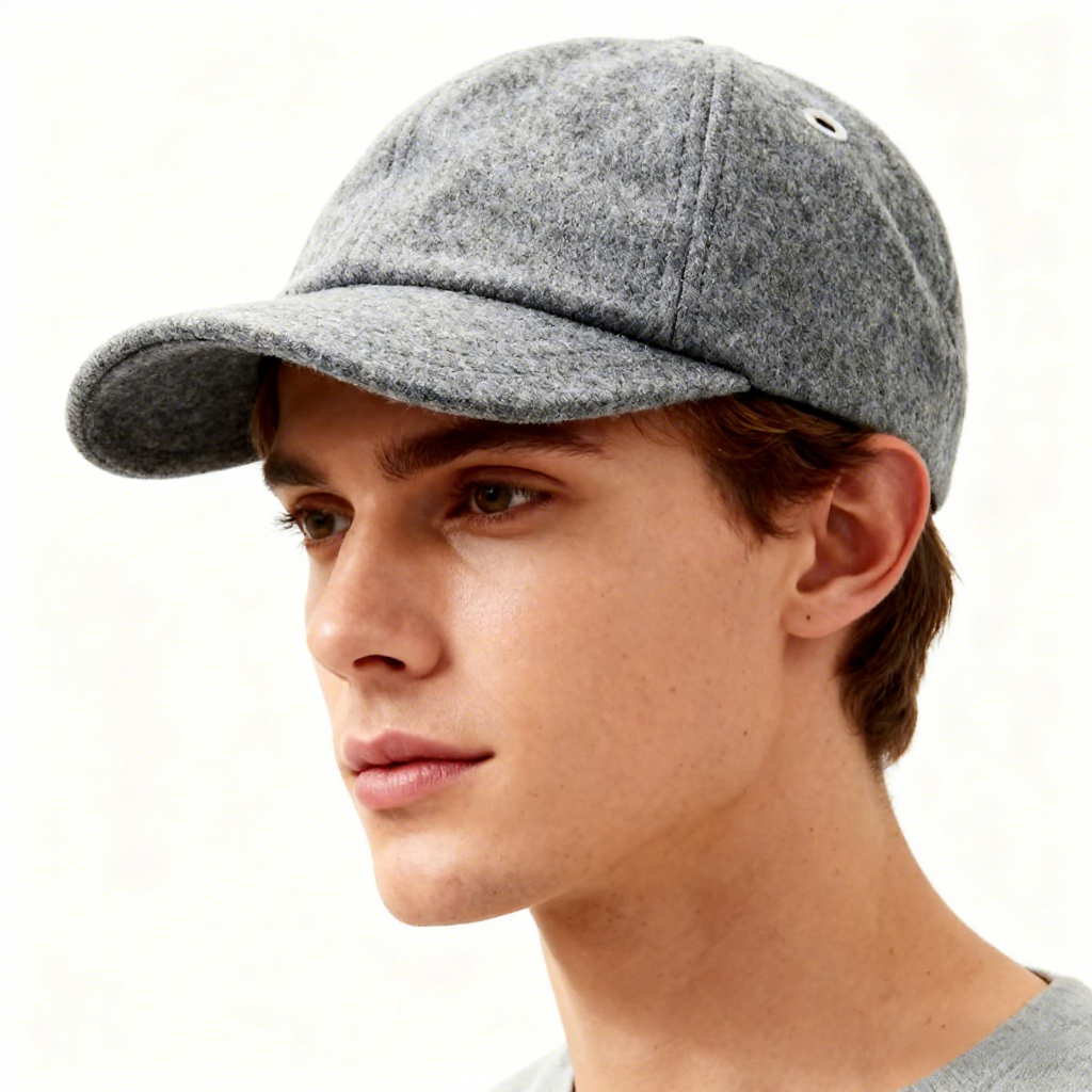 Custom Embroidered logo 6 Panel Unstructured Sports Cap Winter Warm Melton Blank Dad Hat Luxury Wool Baseball Cap for Men Women