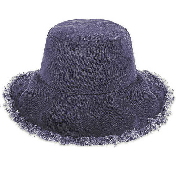 Unisex Custom Trendy Washed Cotton Bucket Hats Floppy Wide Brim Boonie for Summer Beach Outdoor Frayed Headwear for Casual Wear