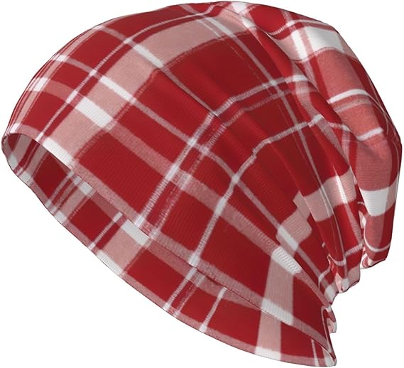 Plaid Red and Black Print Summer Fashion Beanie Men Women Unisex Knit Hat Hipster Hat