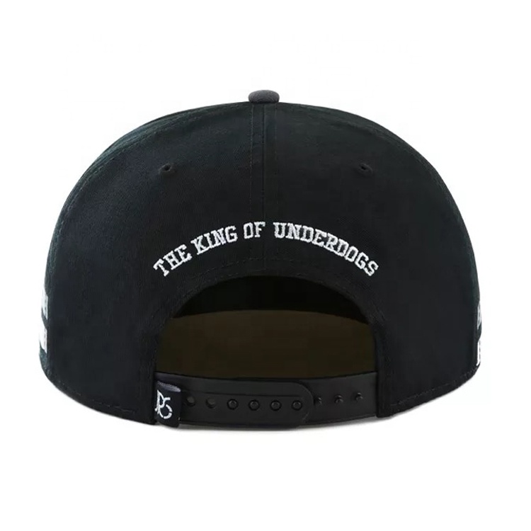 Custom Hip Hop Striped Print Flat Brim Hat Black Rubber Patch logo Snapbacks Hat Cap