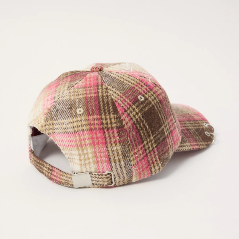 Unstructured 6 Panel Plaid Woolen Luxury Women's Baseball Caps Custom Embroidery Logo 2025 New Fashion Wholesale Price