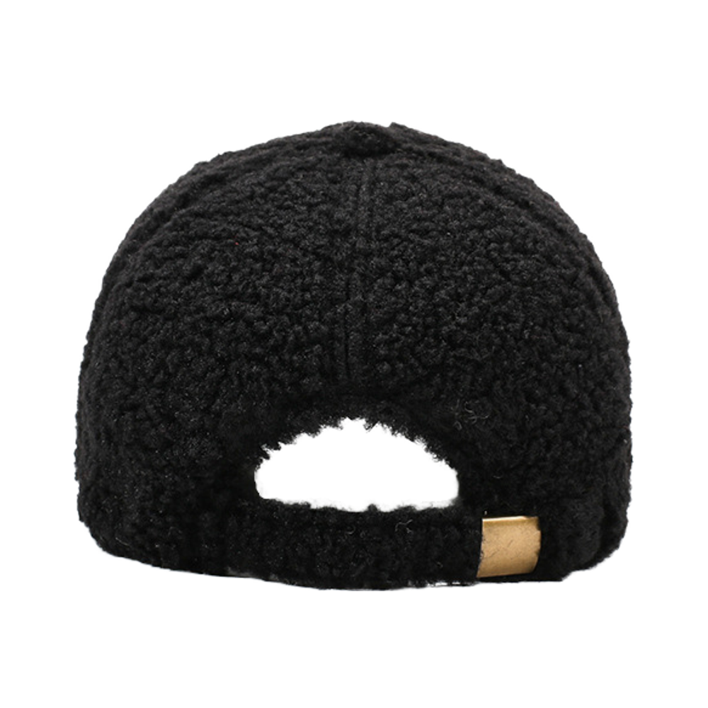 Women's Sherpa Fleece 6-Panel Adjustable Baseball Cap Embroidered Letter Design Winter Outdoor Fashion Hat for Casual Travel Use