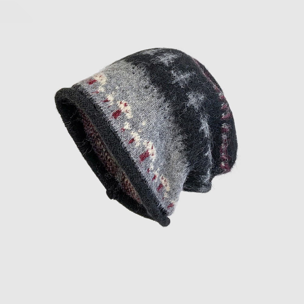 Fall/Winter Retro Roll Rim Knitted Hat Warm and Stylish for Cold Weather Cold Hat