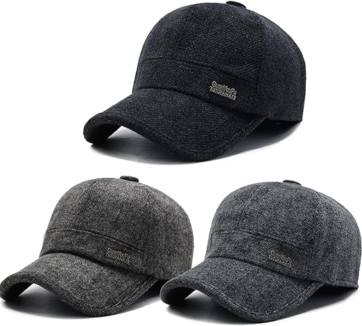 Custom Men's Winter Wool Sport Visor Hat Earflaps Business Formal Logo Stylish Outdoor Baseball Cap for Golf for Scenes