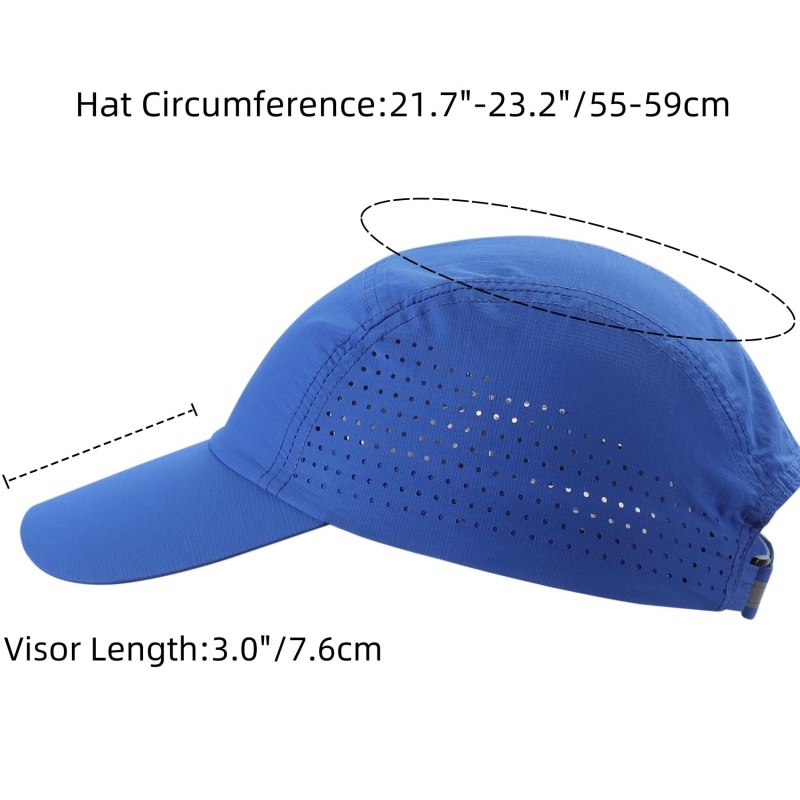 Blue Lightweight Breathable Waterproof Sports Baseball Cap Adjustable Outdoor Running Hat for Men and Women with Street Style