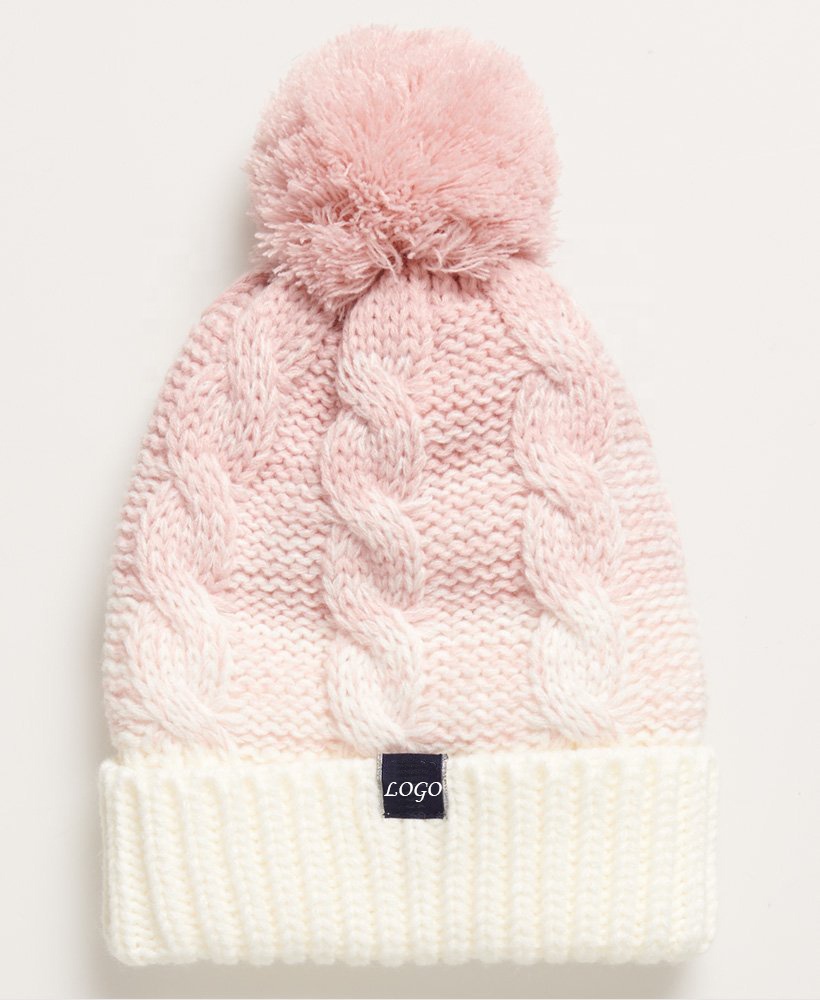 Custom Logo 3D Embroidery Winter Warm Soft Knitted Beanie Hat with Pom Beach Style Unisex Adult China Cap Manufacturer