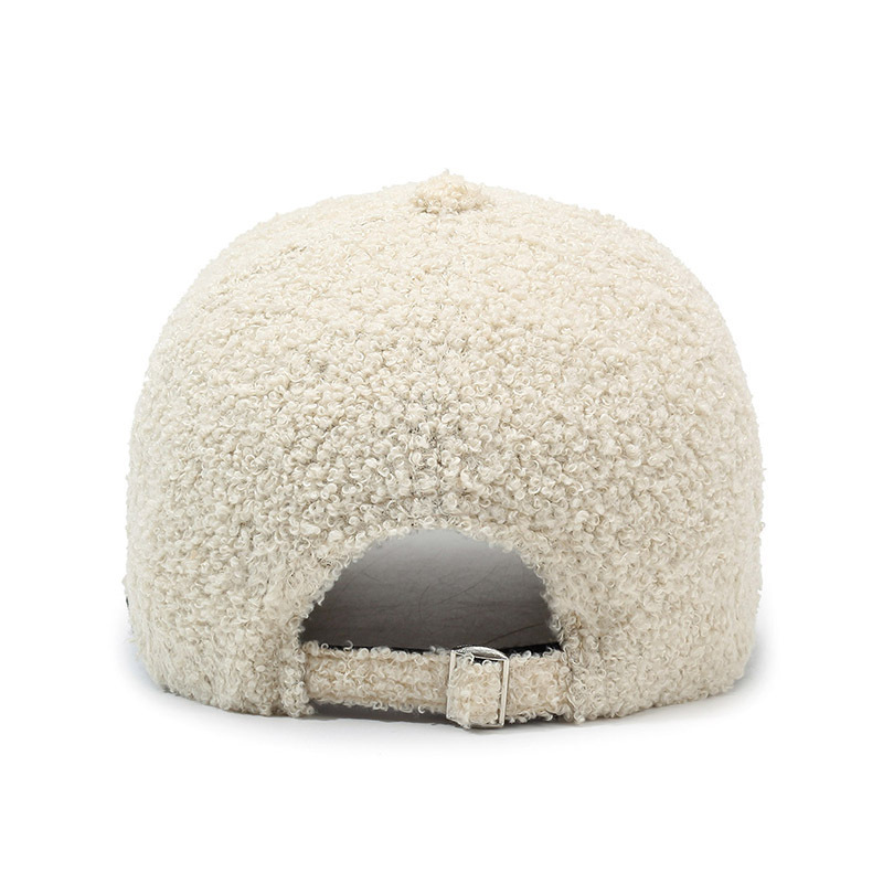 Lambskin Baseball Cap with Warm-keeping Letter Embroidery and Casual Beanie Style