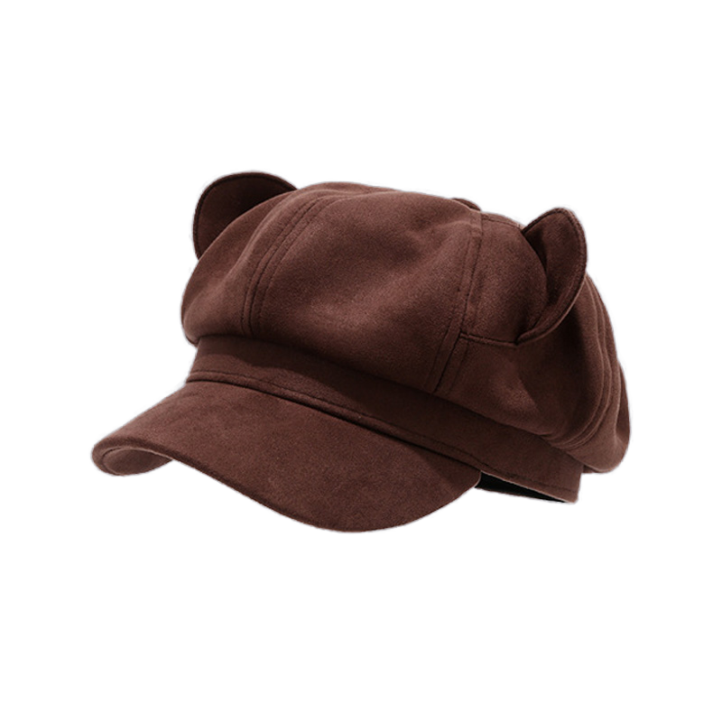 2025 New Design - Cute Little Bear Ears Suede Nap Octagonal Hat - Women's Fall/Winter Beret