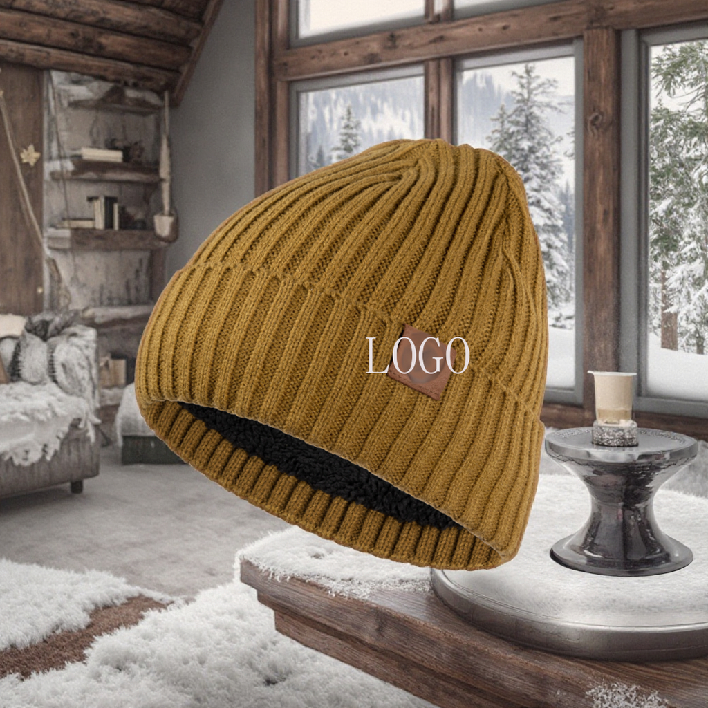 Knitted Hat Winter Double Layer Can Be Customized and Plush to Keep Warm Men's and Women's General Fashion Woolen Hat