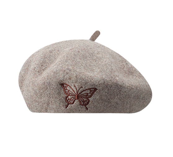 Women's Custom Embroidered Butterfly Logo Beret Hat Wholesale Winter Velvet Cap Casual Pattern for Outdoor Use