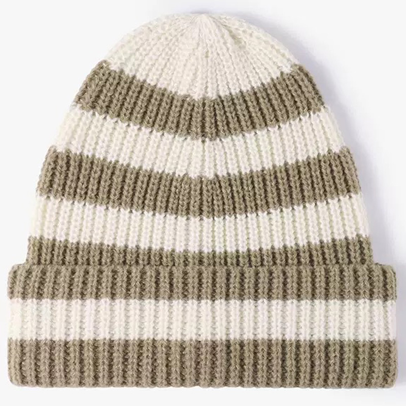 Classic Striped Knitted Cap-100% Acrylic Adjustable Unisex for Outdoor Sports Travel Casual