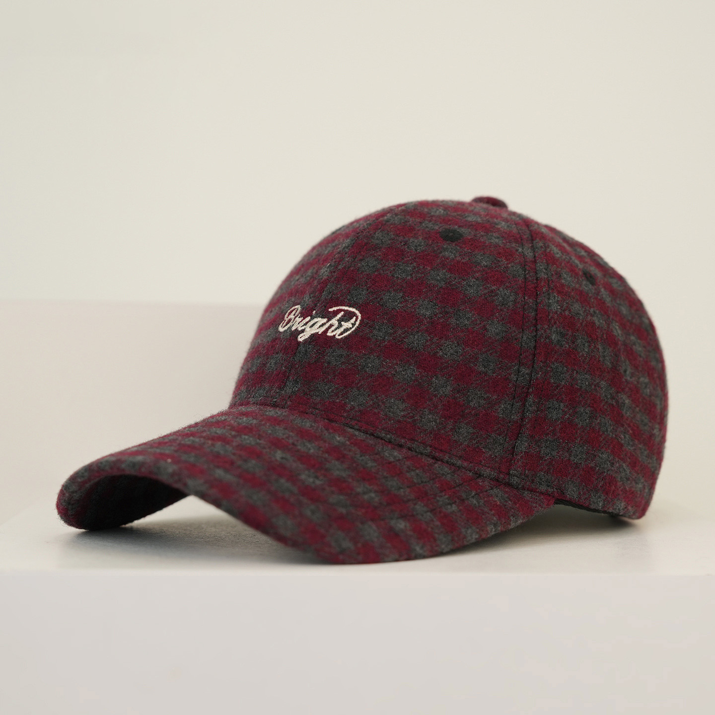 Korean Version of Winter and Autumn Small-checkered Baseball Cap - Warm Wool Hard Top