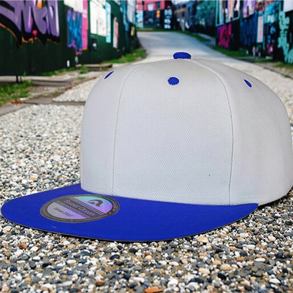 Unisex High Quality 6-Panel Cotton Flat Brim Snapback Caps Custom Two-Tone Color Embroidery Denim Hip Hop Sports Performances