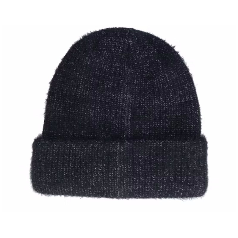 Customizable Black Knitted Warm Winter Beanies for Adults Light Winter Cuff with Pom Pom Designer Logo for Beach Travel