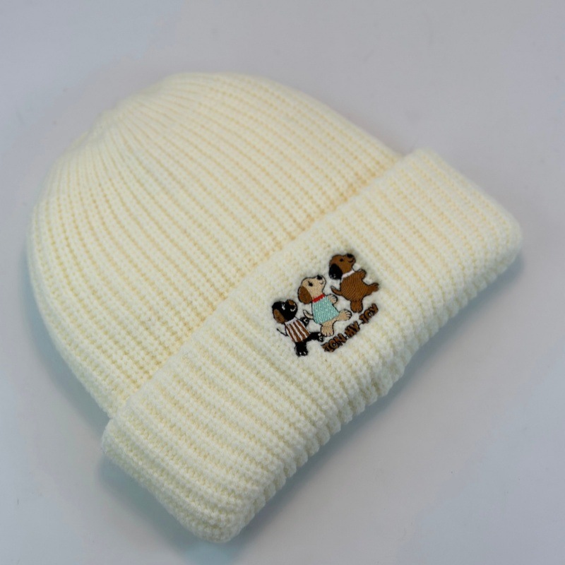 Customized Cartoon Cute Puppy Letter Embroidery Knitted Hat Cold-proof