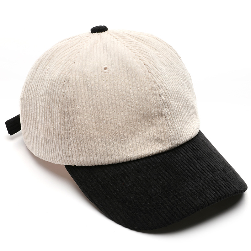 Customized 6-Panel Curved Baseball Cap Retro Double Tone Color Corduroy Outdoor Sunshade Blank Version Available
