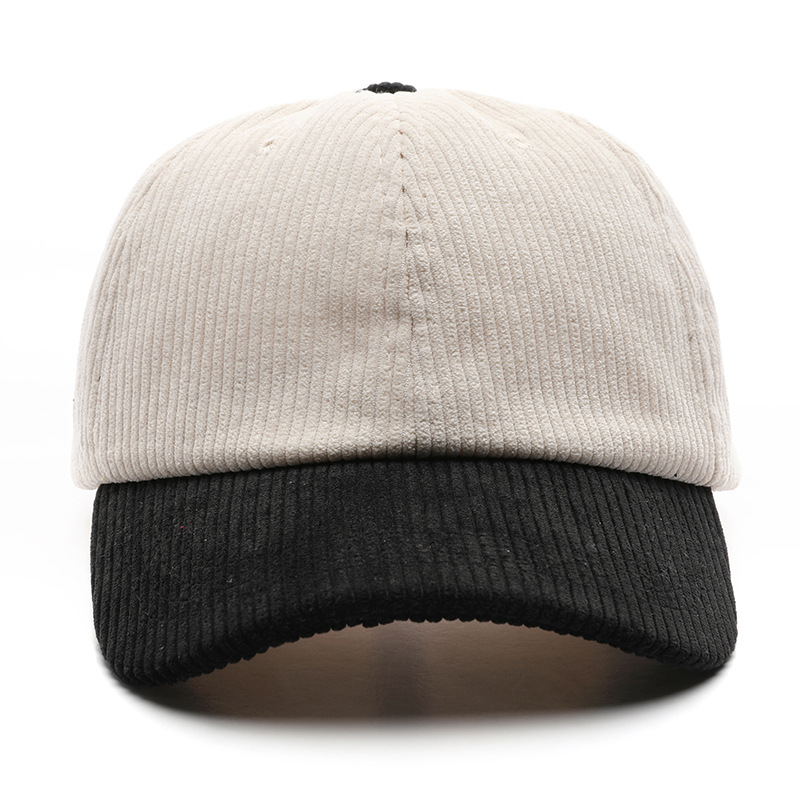 Customized 6-Panel Curved Baseball Cap Retro Double Tone Color Corduroy Outdoor Sunshade Blank Version Available