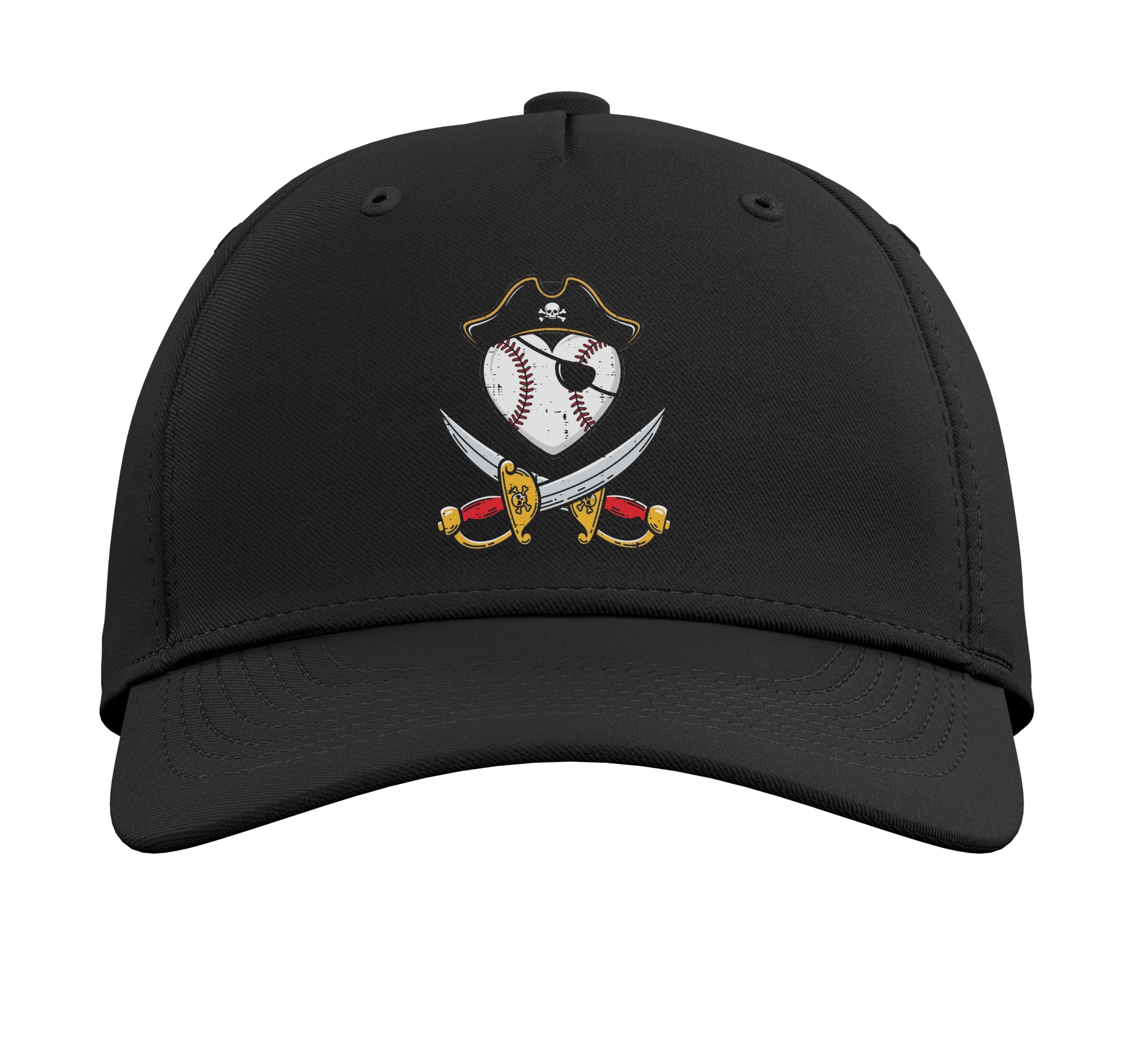 Pirate Baseball Heart Crossed Swords Sports Boys Kids Men Adjustable Baseball Hat