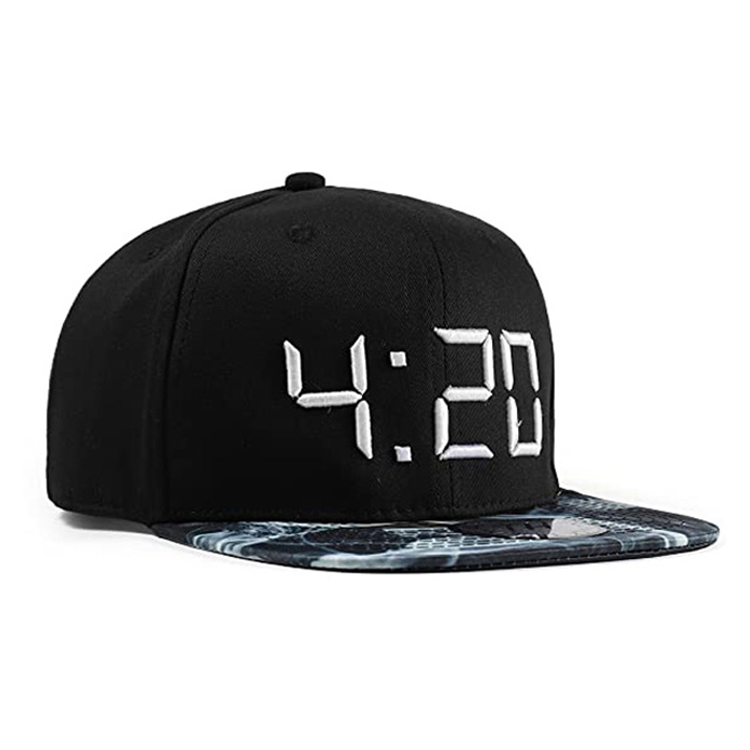 Custom Logo Fashion Character Black 6 Panel 3D Embroidery Flat Brim Sport Hip Hop Hats Snapback Fitted Cap Gorras
