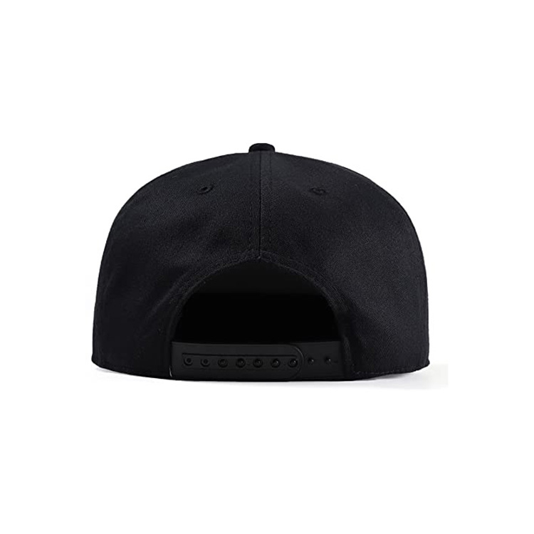 Custom Logo Fashion Character Black 6 Panel 3D Embroidery Flat Brim Sport Hip Hop Hats Snapback Fitted Cap Gorras