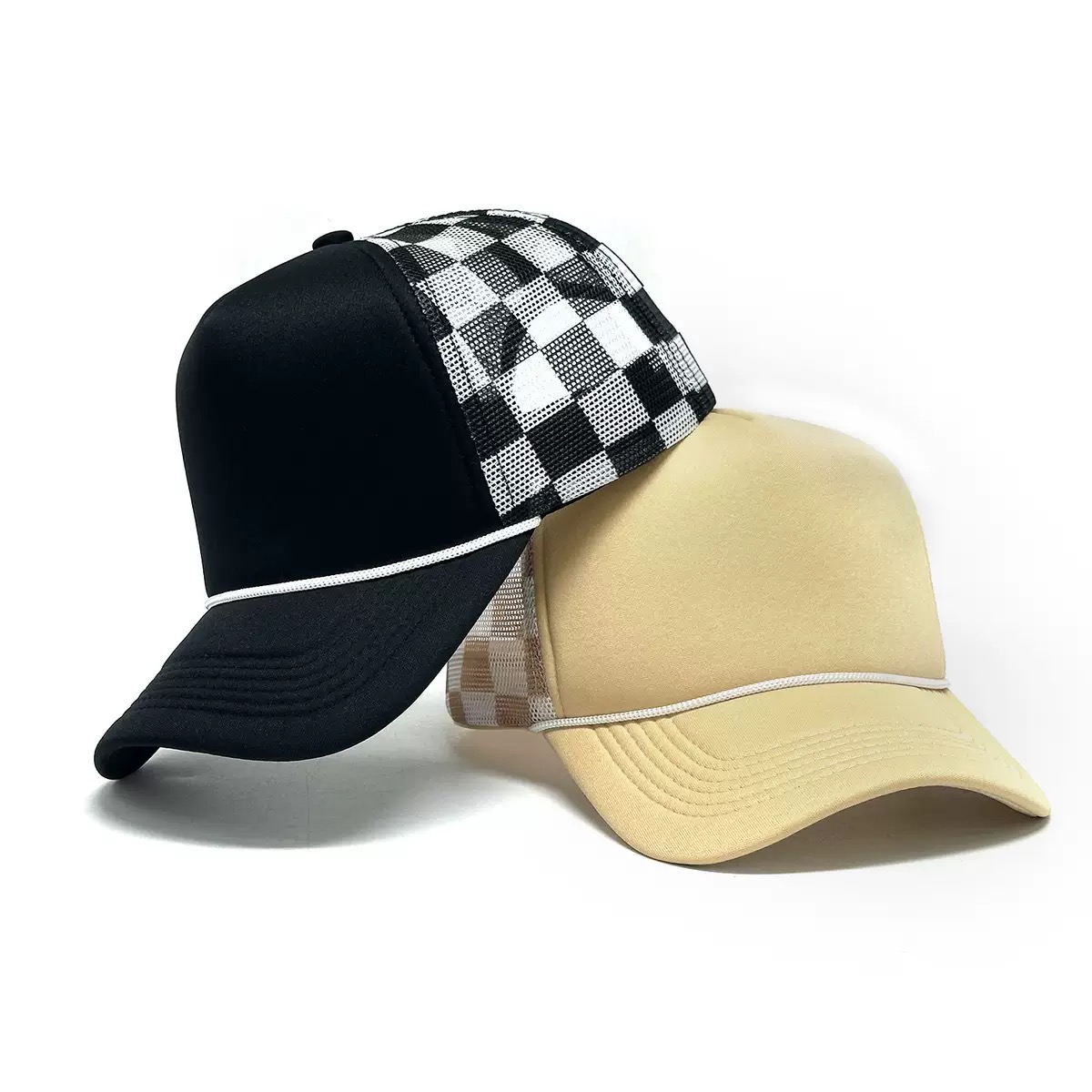 New Plaid Trucker Mesh Baseball Cap with Drawstring 100% Cotton Unisex Sports Outdoor Casual American Style