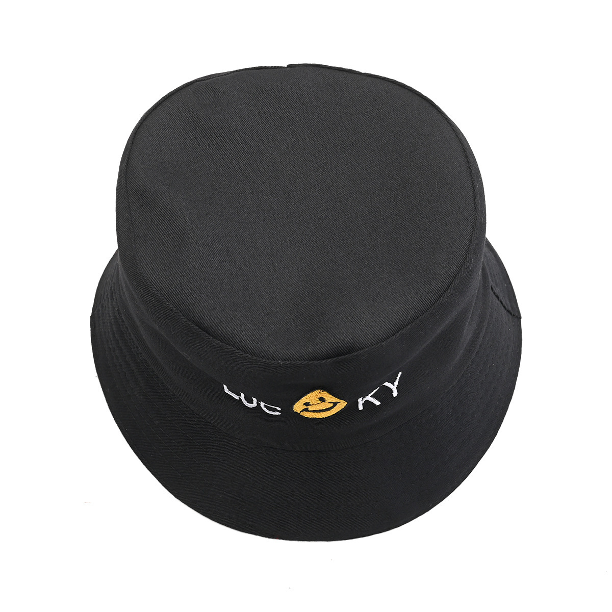 Spring Summer Double Sided Fisherman Cap Women's Men's Cartoon Embroidered Happy Face Sun Protection 100% Polyester Hat for