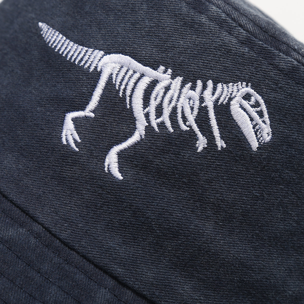 Dinosaur Skeleton Embroidered Fishing Hat Water Washed Distressed Outdoor Sun Hat Fashionable Bucket Hat