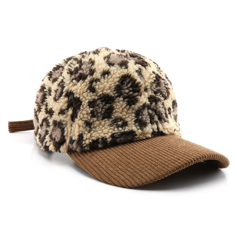 Autumn & Winter Personalized Retro Color-Block Leopard Print Baseball Cap - Warm, Cold-Resistant & Sun-Shading Visor Cap
