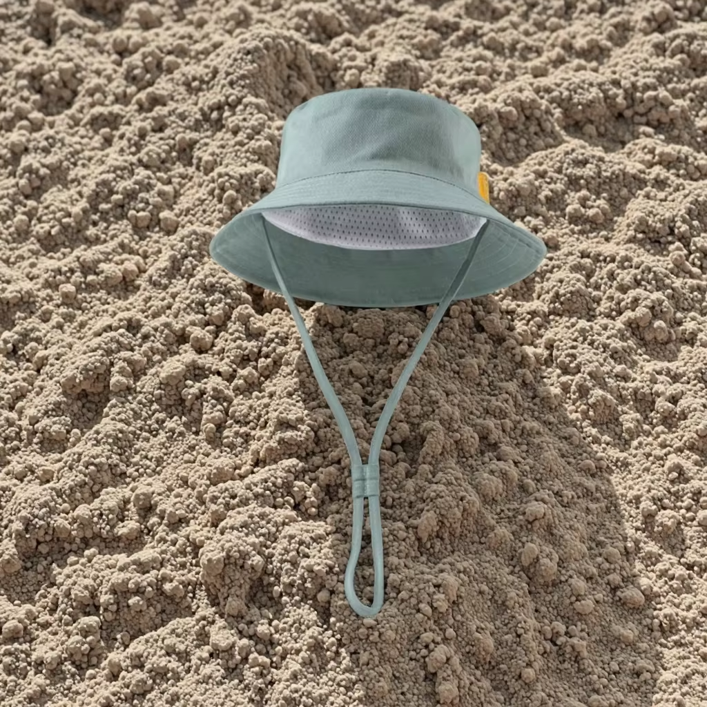 Custom Kids Beach Caps Summer Sun Protection Cotton Bucket Hats for Infants & Toddlers Boys & Girls Featuring Cartoon String