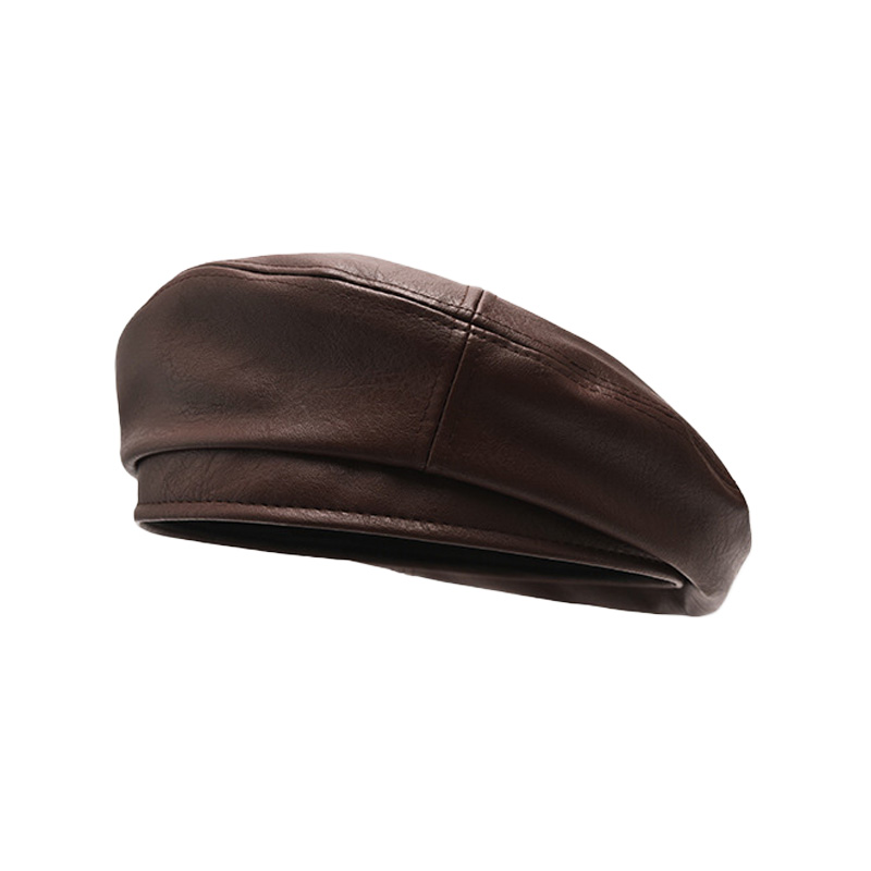 2025 New PU Leather Beret for Women, Autumn Winter Warm British Style Retro Painter Hat