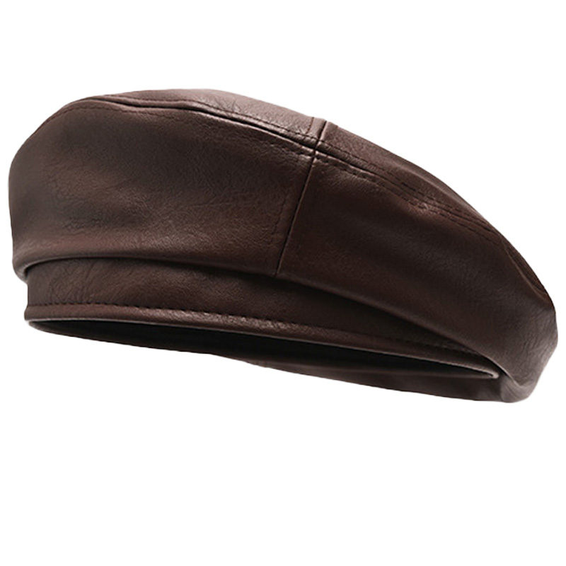 2025 New PU Leather Beret for Women, Autumn Winter Warm British Style Retro Painter Hat