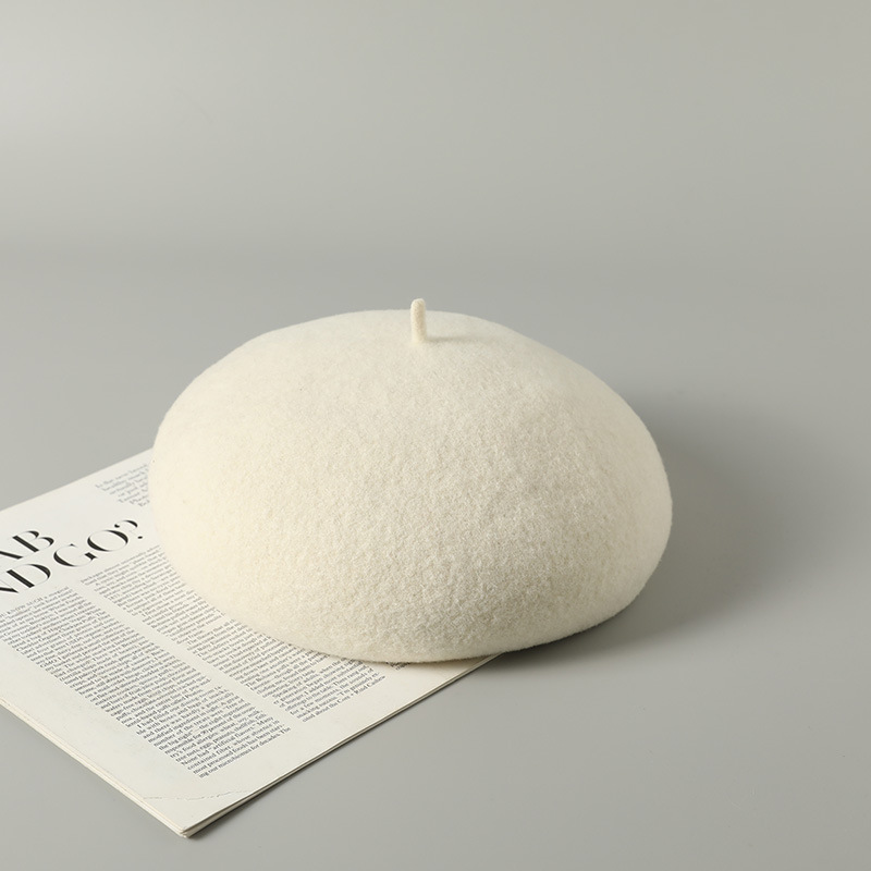 2025 Autumn/Winter New Style Artistic Retro Painter Hat Woolen French Style Ladies Warm Beanie Hat