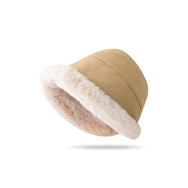 Custom Fashion Winter Plush Thickening Wool Warm Ear Protection Fisherman Bucket Hat for Women