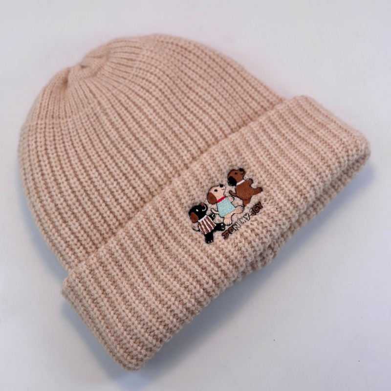 Customized Cartoon Cute Puppy Letter Embroidery Knitted Hat Cold-proof
