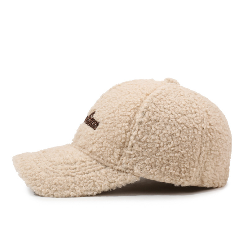 New Winter Lambskin Insulated Women's Baseball Cap with Letter Embroidery - an Outdoor Sport Fashion Trendy Hat