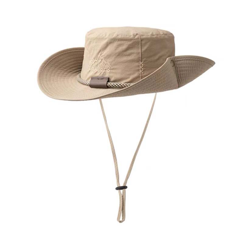 Vintage Summer Sun Hat for Men Women Breathable Wide Brim Bucket Hat with Rope Fishing Casual