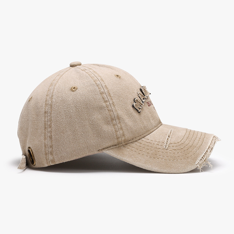 Spring New Style Letter Wash Denim Patch Embroidered Men's Baseball Cap Breathable and Retro Outdoor Dad Hat