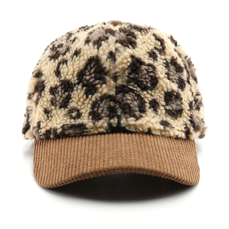 Autumn & Winter Personalized Retro Color-Block Leopard Print Baseball Cap - Warm, Cold-Resistant & Sun-Shading Visor Cap