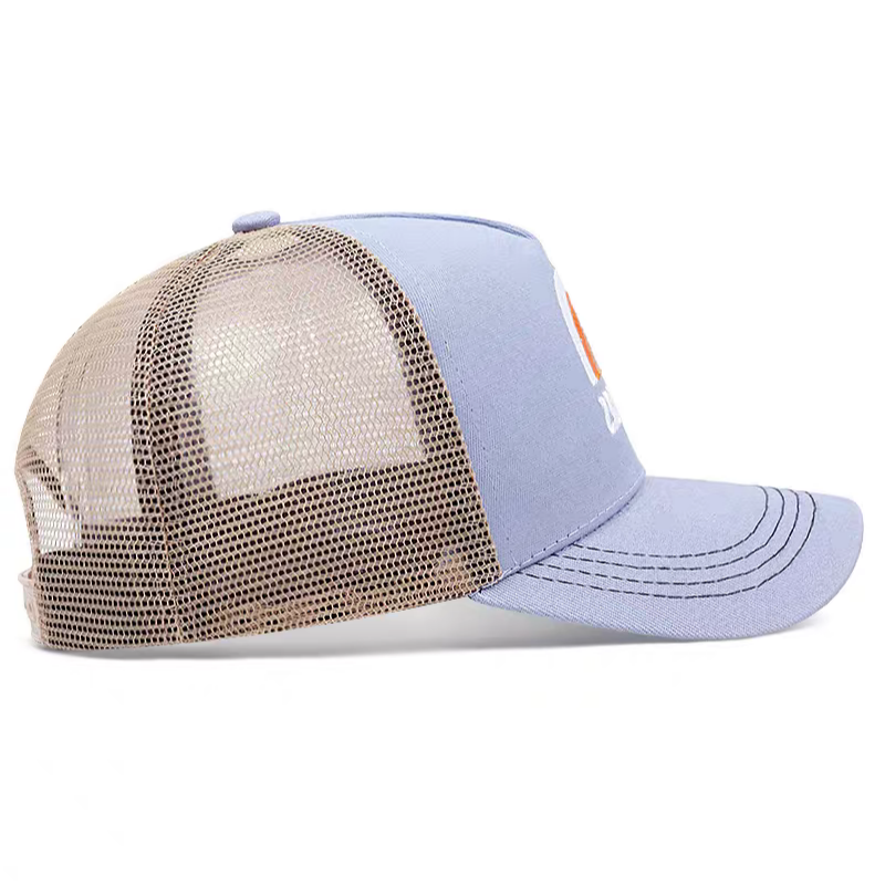 Flat Embroidery Mesh Trucker Cap Summer Breathable Sun Protection Retro Fashion Sports Outdoor Casual