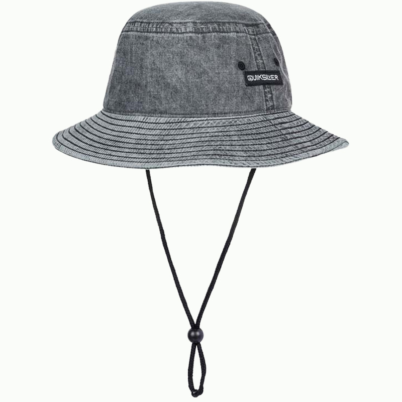 Unisex Custom Logo Denim Bucket Hat Hot Selling Windproof Rope Fisherman Hat for Climbing Camping Cycling-Casual Use Daily