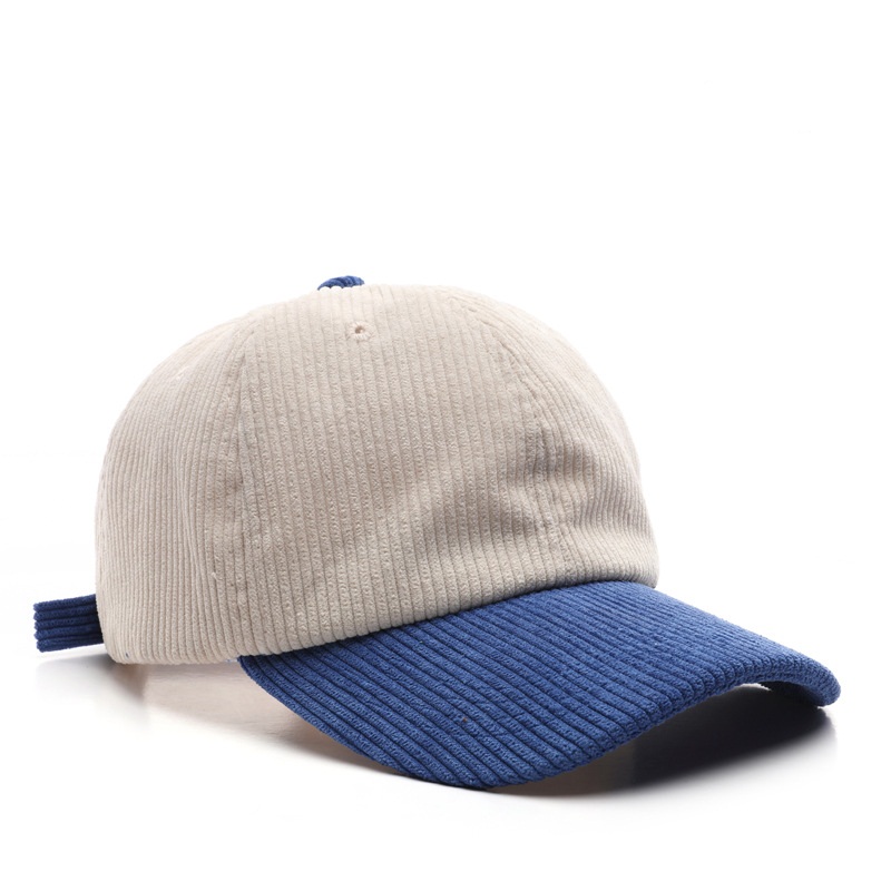Customized 6-Panel Curved Baseball Cap Retro Double Tone Color Corduroy Outdoor Sunshade Blank Version Available