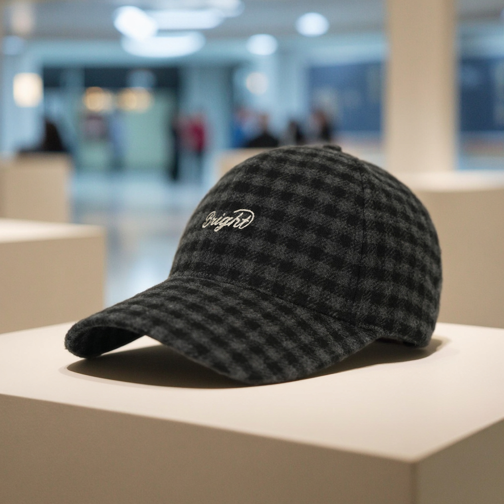 Korean Version of Winter and Autumn Small-checkered Baseball Cap - Warm Wool Hard Top