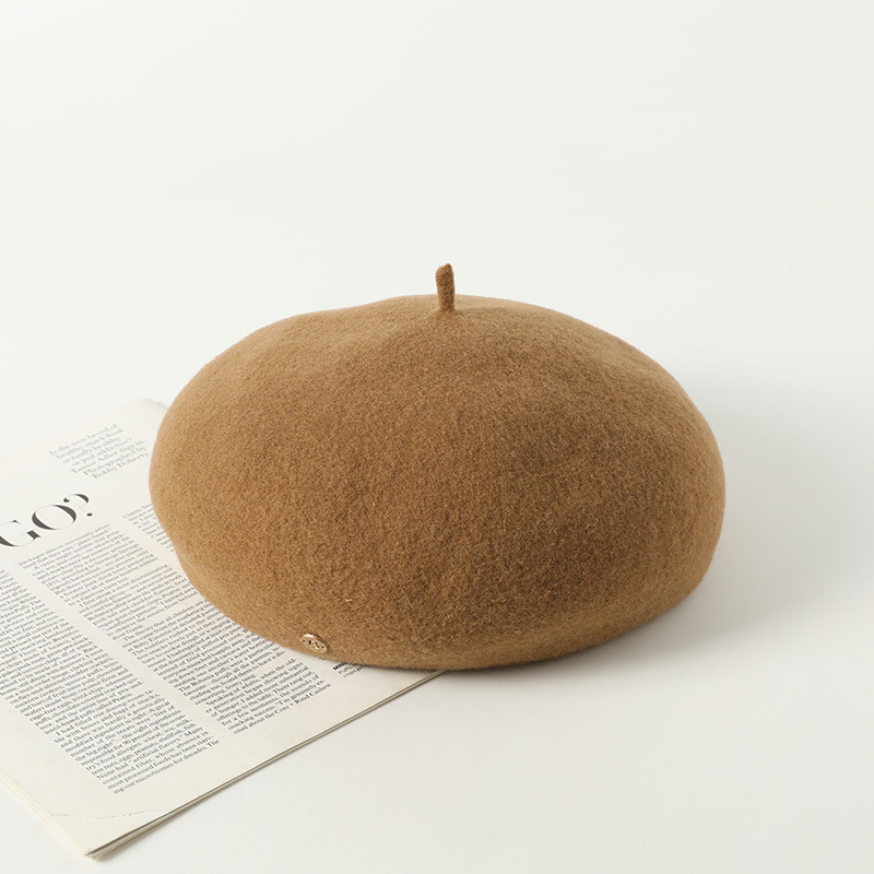 2025 Autumn/Winter New Style Artistic Retro Painter Hat Woolen French Style Ladies Warm Beanie Hat