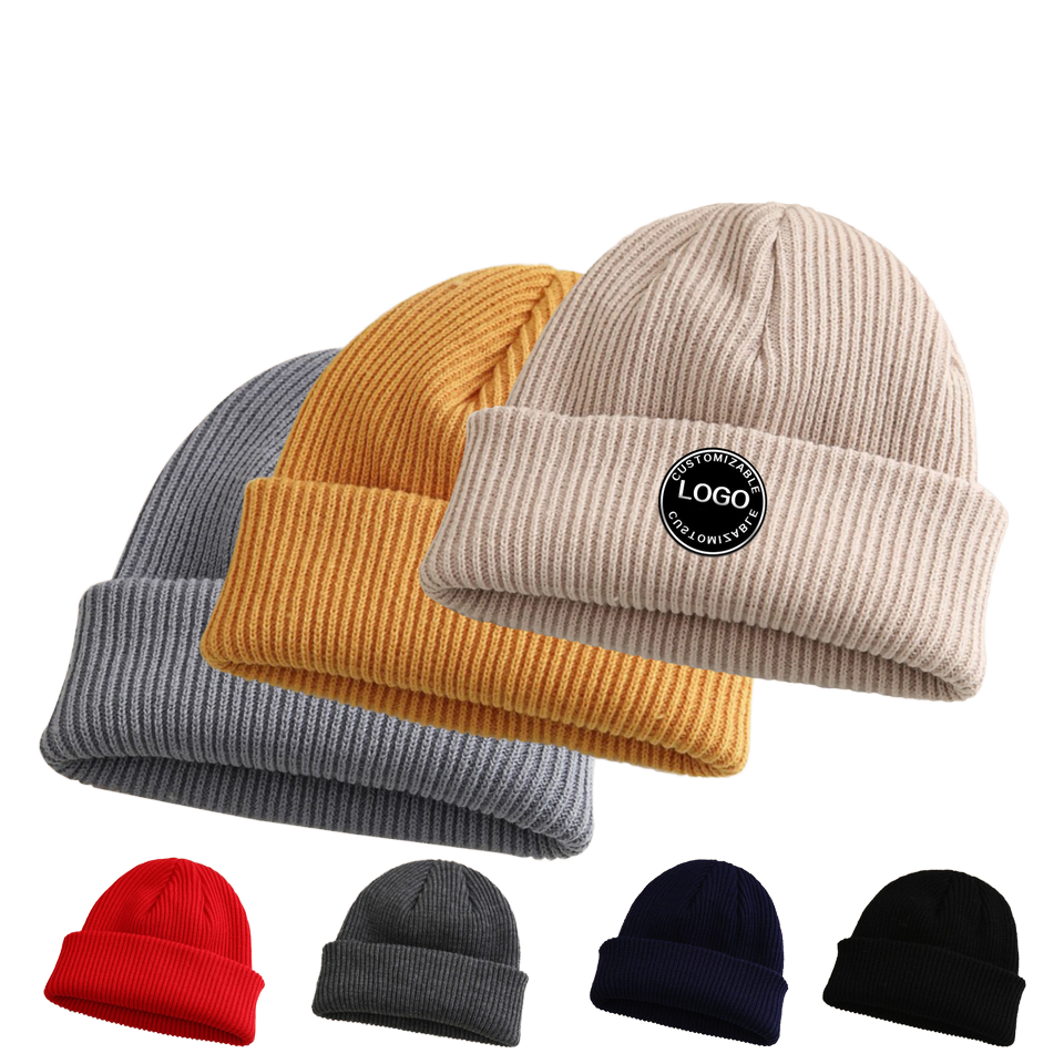 Pure-Color Fashion Beanie Hat Winter Autumn Warm Skull Cap for Men & Women Custom Logo Included for Travel