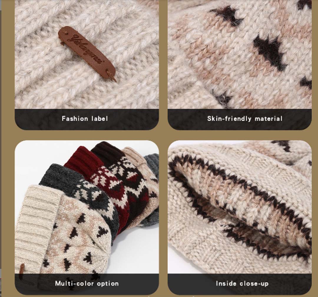 Unisex Lightweight Winter Beanie with Pom Knit Classic Pattern Soft Warm Cuffed Beanies for Men Women Beach Travel