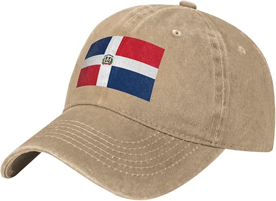 Black Classic Washed Denim Baseball Cap Dominican Republic Picture Adjustable Cotton Hat for Men & Women