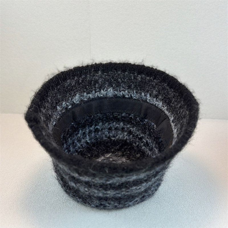 New Style Color-matching Striped Knitted Fisherman Hat for Autumn and Winter Warm and Protective for Ears Bucket Hat