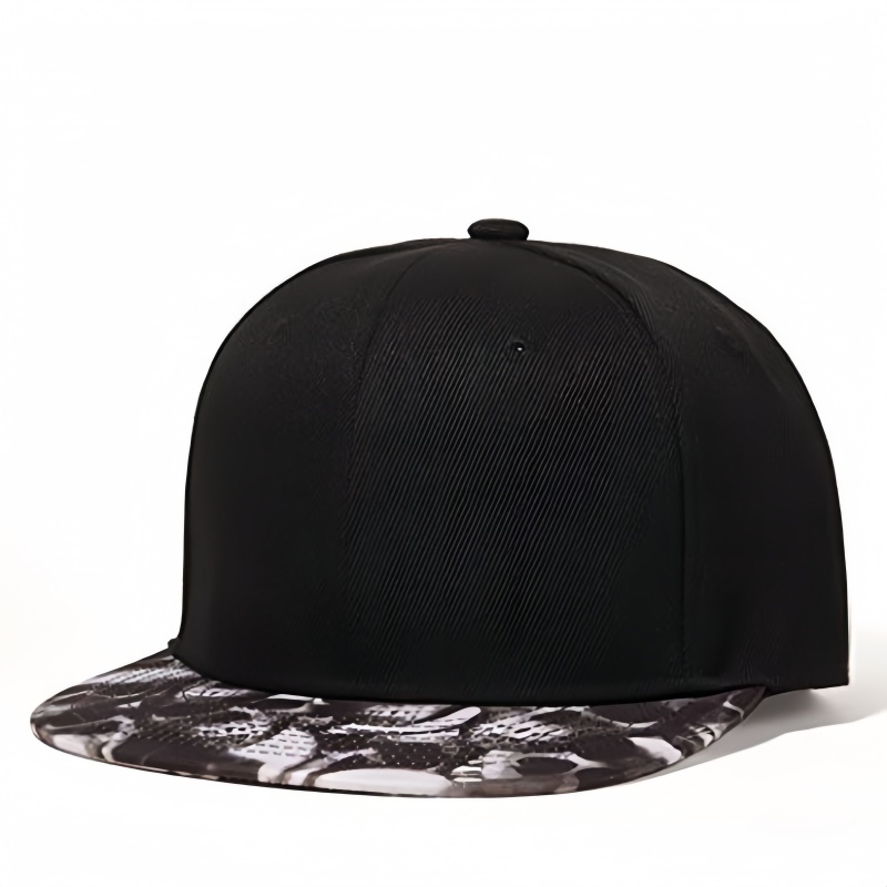 Unisex Hip Hop Style Black Snapback Cap Intricate Skull Custom Design on Flat Brim for Skateboarding Outdoor Casual Outings
