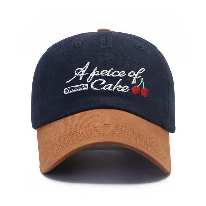 New Style Lettered Cherry Embroidered Baseball Cap Multi-color Casual Outdoor Sun protection Hat Wholesale