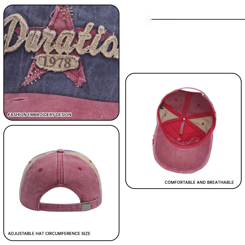 2026 New Design Embroidered Baseball Cap Trendy Retro Washed Sun Protection Hat for Both Men and Women